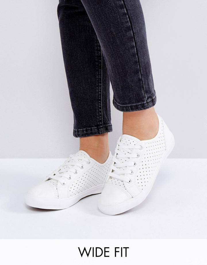 New Look Wide Fit Mesh Lace Up Sneaker - White