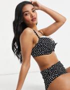 Pour Moi Fuller Bust Hotspots Fold Over Bikini Bottom In Polka Dot-multi