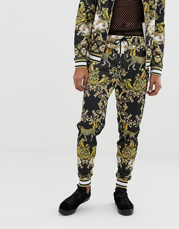 Jaded London Jogger In Leopard Baroque Print-black