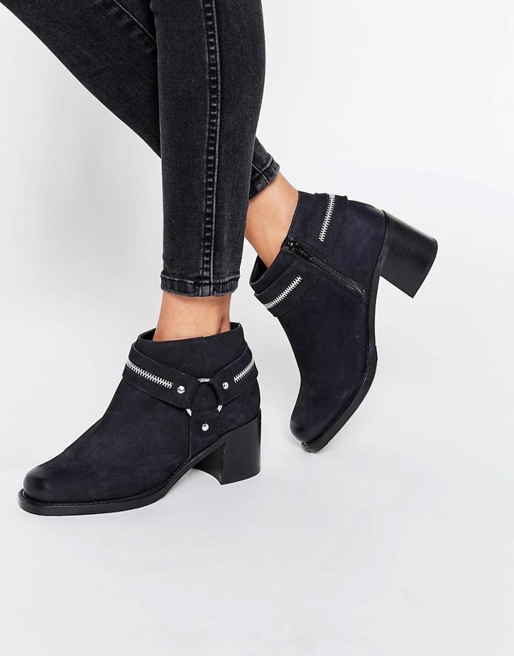 Asos Raul Leather Stirrup Ankle Boots - Black