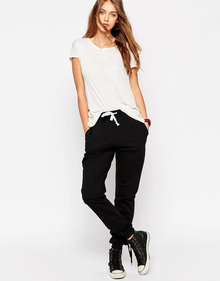 Asos Lightweight Joggers With Contrast Tie - Black