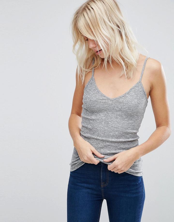 Asos Strappy Rib Cami - Gray