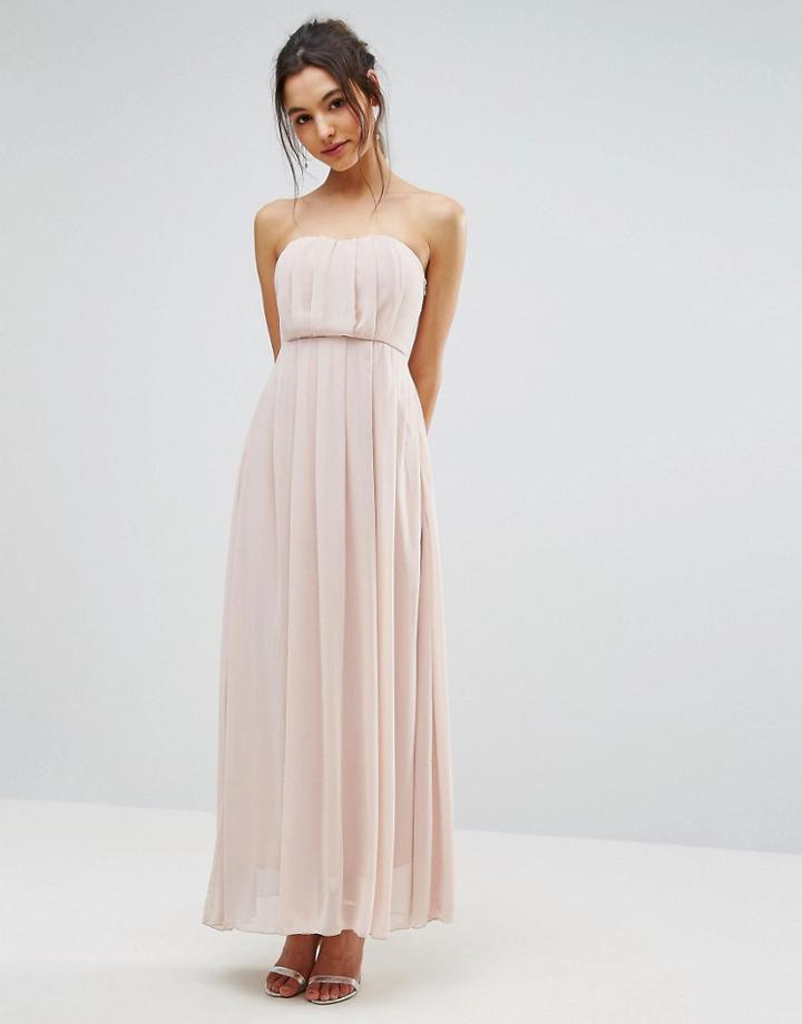 Ax Paris Chiffon Strapless Maxi Dress - Cream