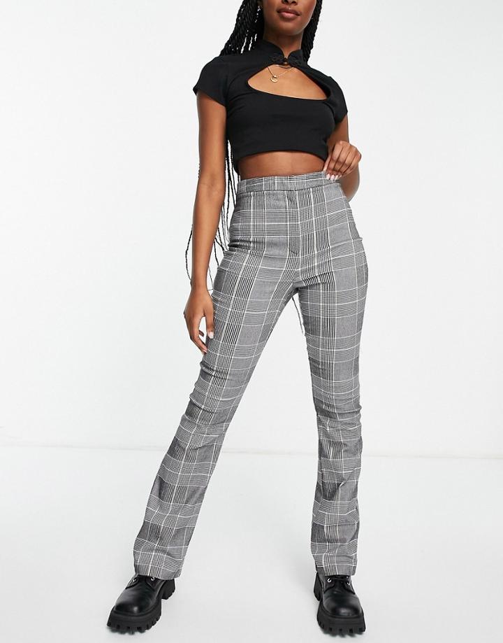 Asos Design Slim Kickflare Pants In Mono Check-no Color