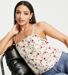 Topshop Tall Mini Red Rose Square Neck Cami In Ivory-white