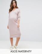 Asos Maternity Knitted Dress In Silk Blend - Pink