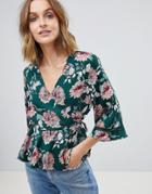 Vero Moda Floral Wrap Shirt - Multi