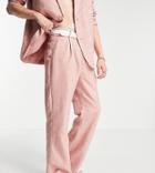 Reclaimed Vintage Inspired Limited Edition Satin Flare Pants In Pink Floral Jacquard