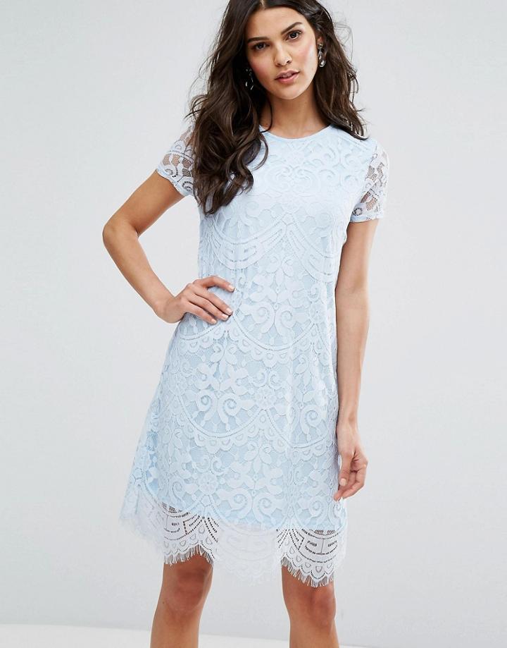 Lipsy Lace Shift Dress - Blue