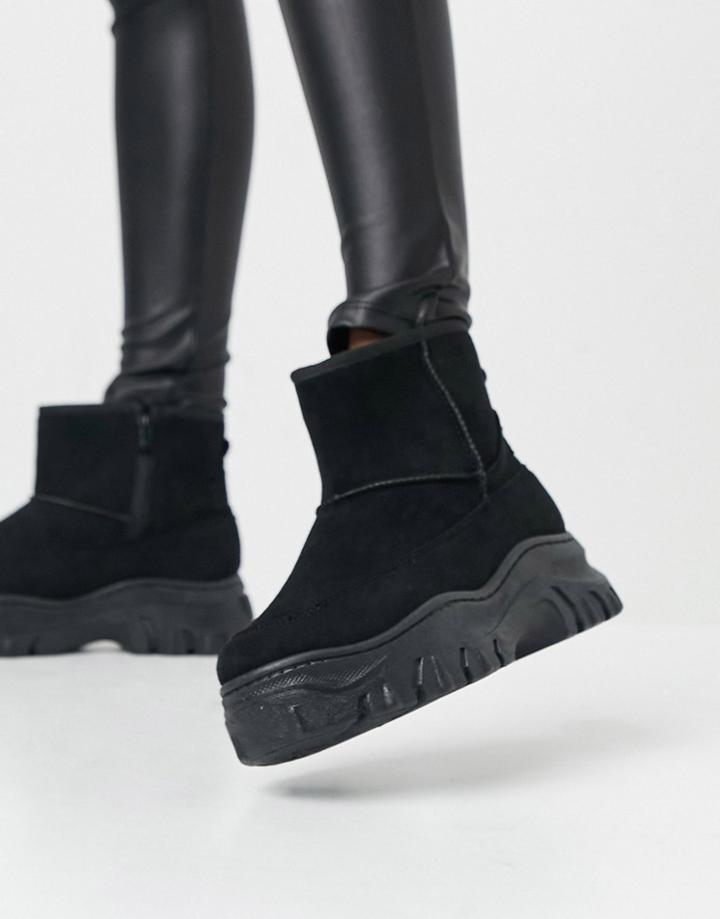 Truffle Collection Faux Fur Lined Ankle Boots In Black
