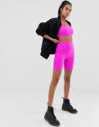 Asos Design Two-piece Legging Shorts In Neon - Pink