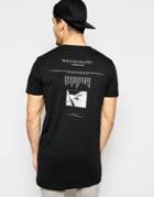 Selected Homme Longline T-shirt With Back Print - Black