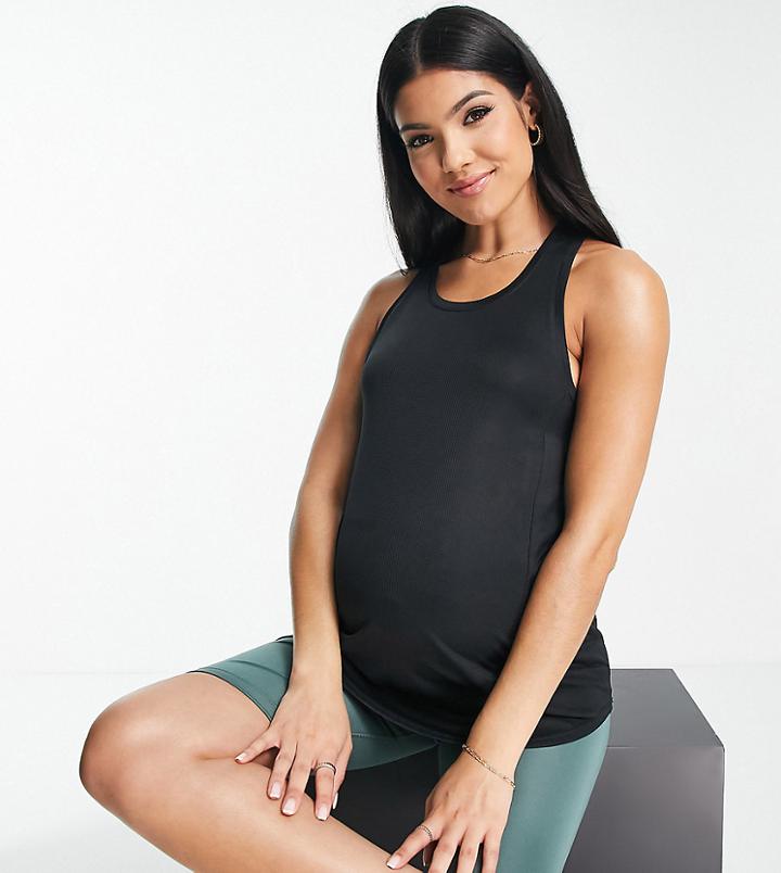 Asos 4505 Maternity Icon Longer Length Tank Top In Black