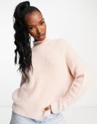 Qed London High Neck Fluffy Knit Sweater In Pink