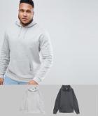 Asos Design Plus Hoodie 2 Pack Charcoal/gray Marl - Multi