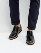 Ben Sherman Gibson Derby Shoes In Hi Shine Leather - Black