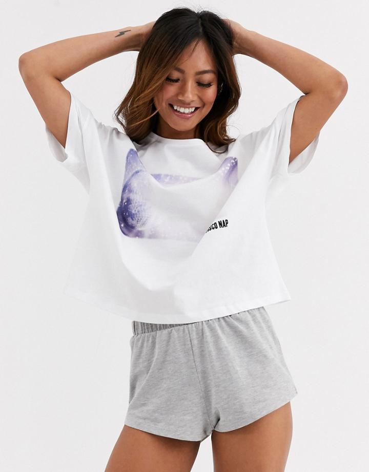Asos Design Disco Nap Tee & Short Pyjama Set