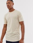 Jack & Jones Premium Linen Longline T-shirt In White