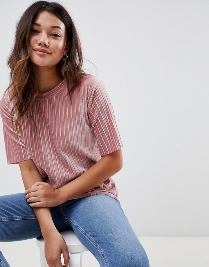 Jdy Nina Velvet Plisse Top - Pink