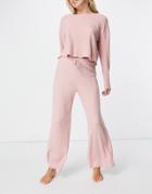 New Look Loungewear Waffle Boxy Top Set In Pink