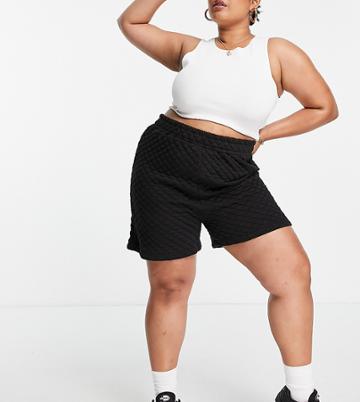Threadbare Curve Quilted Shorts In Black - Part Of A Set