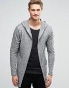 Only And Sons Open Cardigan With Hood - Light Gray Marl