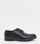 Ben Sherman Wide Fit Cleated Sole Clean Lace Up Shoes In Black Leather