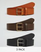 Asos Leather Belt 3 Pack Save 22%