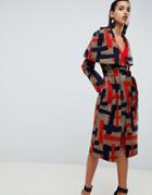 Lavish Alice Cape Overlay Wool Coat In Abstract Print - Multi