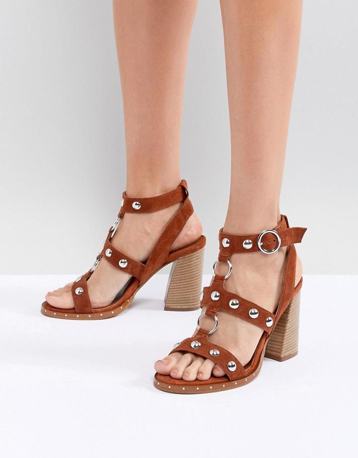 Asos Design Tiffany Suede Heeled Sandals - Tan