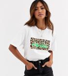 Ellesse T-shirt With Leopard Print Box Logo-white