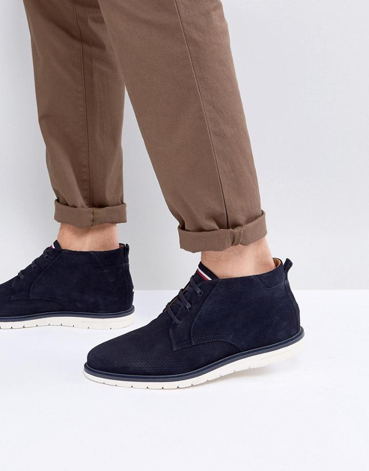 Tommy Hilfiger Joseph Perforated Suede Desert Boots In Navy - Navy