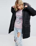 Parka London Kay 3 In 1 Parka Bomber Jacket - Black