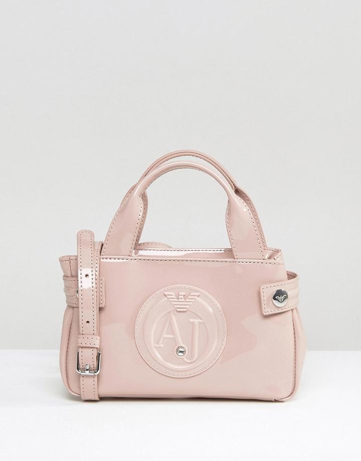 Armani Jeans Patent Mini Bag In Blush - Beige