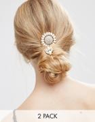 Asos Pack Of 2 Occasion Faux Pearl Hair Clips - Pink