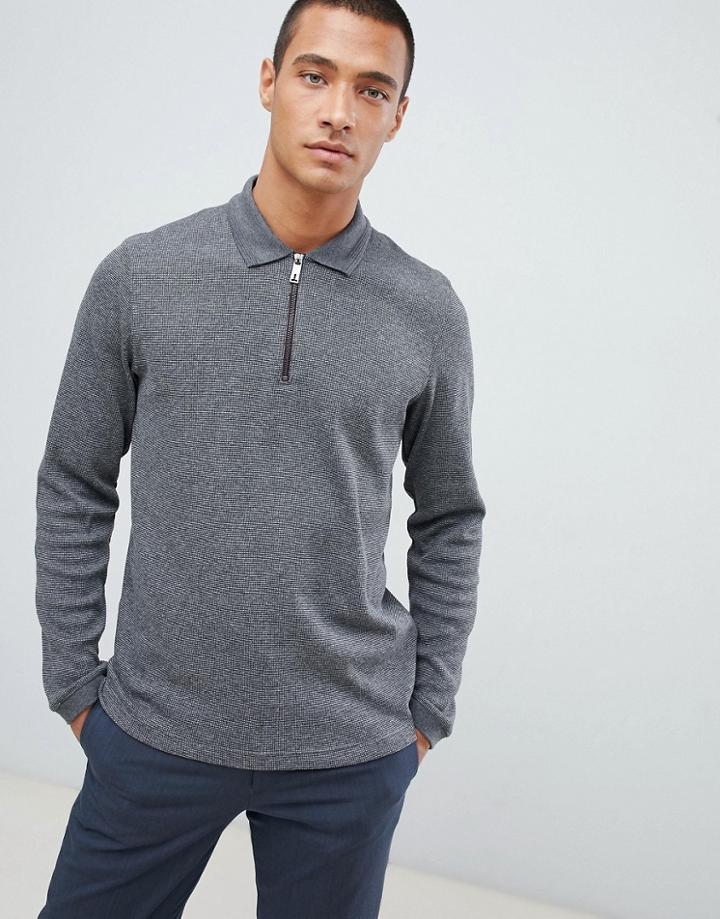 Ted Baker Knitted Polo Shirt In Gray Waffle - Gray