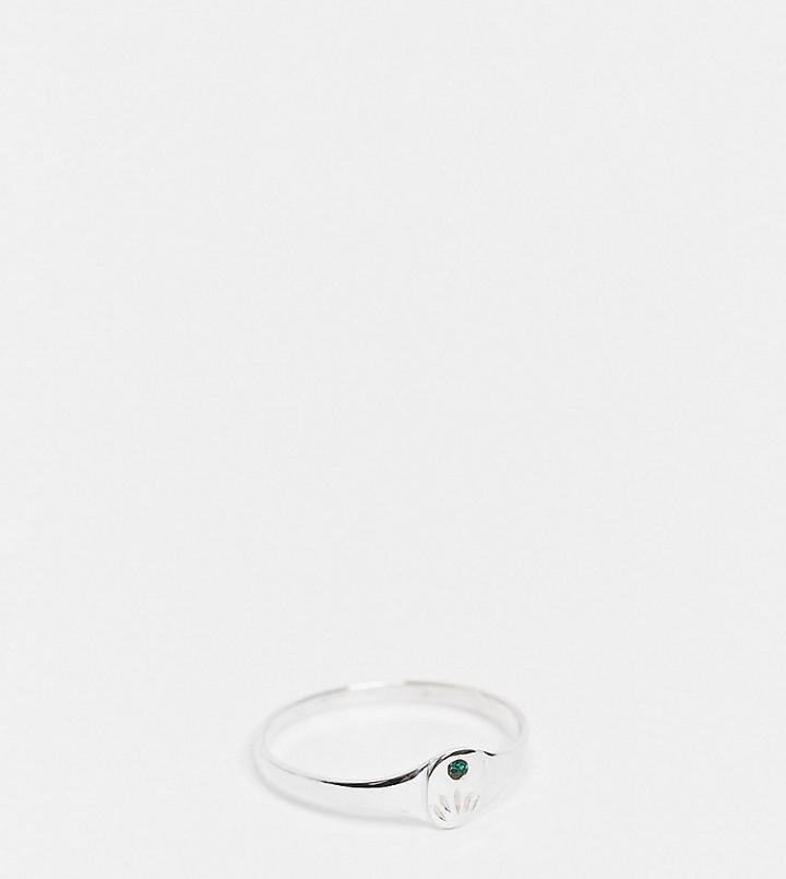 Kingsley Ryan Curve May Birthstone Ring In Sterling Silver With Emerald Crystal