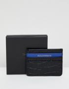 Paul Costelloe Blue Lined Mock Croc Cardholder - Black