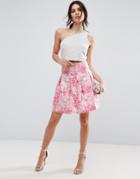 Asos High Waisted Mini Skirt In Pink Jacquard - Multi