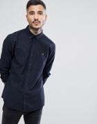 Farah Steen Slim Fit Brushed Oxford Weave Shirt In Navy - Navy
