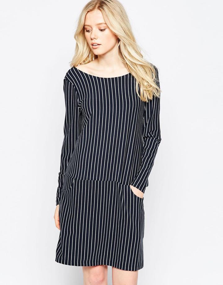Vila Pinstripe Shift Dress - Total Eclipse