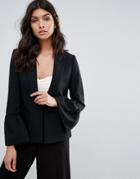 Mango Blazer With Fluted Sleeve - Black