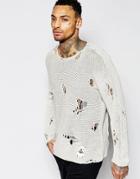 Vivienne Westwood Anglomania Sweater With All Over Rips - White