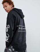 Night Addict Sleeve Print Hoodie-black