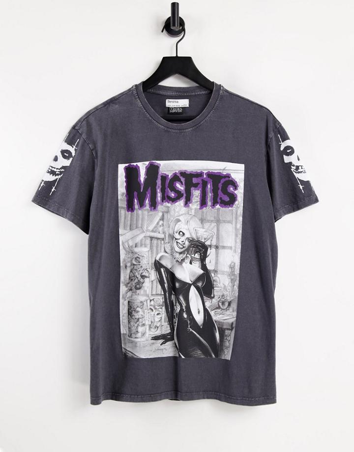 Bershka Misfits T-shirt In Black