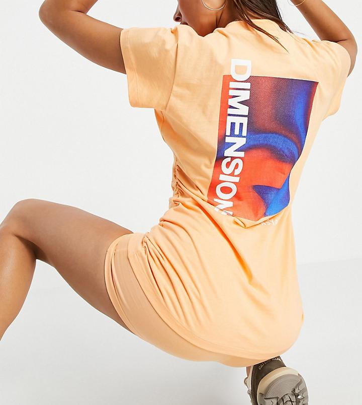 Asyou Cinched Waist T-shirt With Dimensions Graphic In Apricot - Part Of A Set-orange