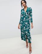 Asos Design Button Through Maxi Dress In Floral Print