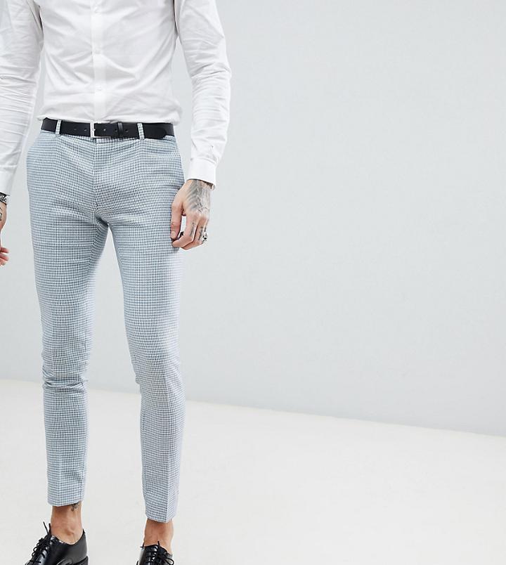 Heart & Dagger Super Skinny Wedding Suit Pants In Dogstooth - Blue