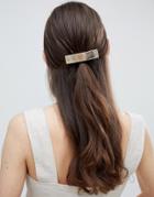 Asos Design Sleek Barette Hair Clip In Brushed Gold - Gold
