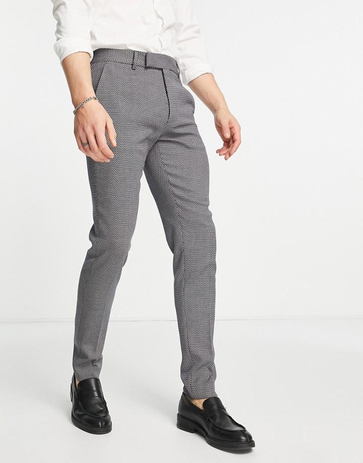 Asos Design Wedding Smart Skinny Pants With Micro Texture In Navy